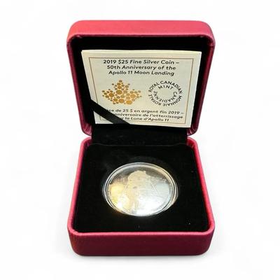 2019 Apollo 11 Moon Landing 50th Anniversary Convex .9999 Silver $25 Coin 