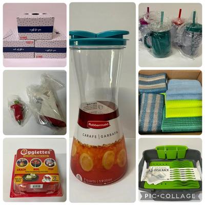 Dish Rack, Carafe, Tumblers, Soup Mugs, Scrubbies, & More