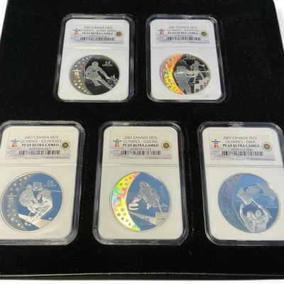 Royal Canadian Mint NGC PF 69 Ultra Cameo Olympic $25 Silver Coin Set 