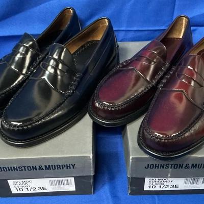 Johnston & Murphy Ski-Moc Loafers Black & Burgundy Mens size 10.5 3E