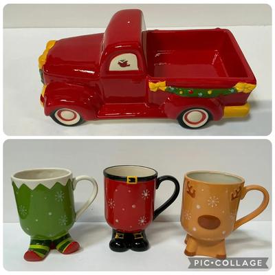Temp-Tations Christmas Mugs & Truck Candy Dish