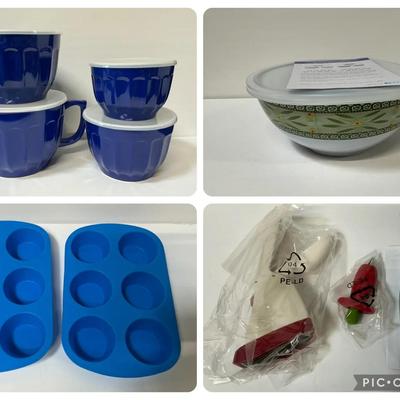 Temp-tations Melamine Bowls, StemGem, Wilton Silicone Muffin Oans, Melamine Mixing Bowls