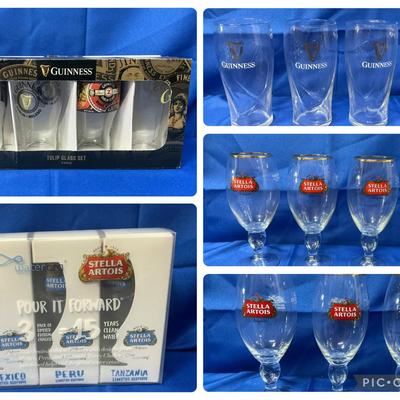 Guiness & Stella Artois Glasses