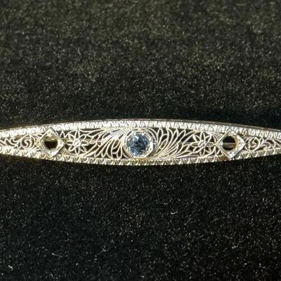14k Gold & Platinum Filigree Brooch (3.69 Grams)