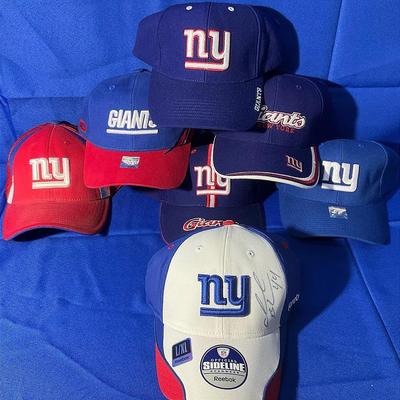 New York Giants Baseball Hats (One Is Signed)