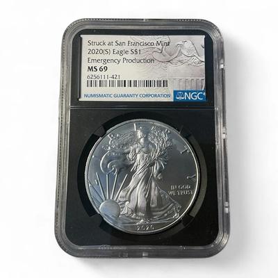 2020-s NGC MS69 Emergency Production American Silver Eagle 