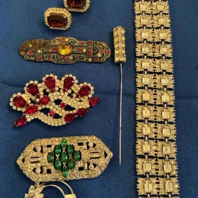 Vintage Crystal Jewelry Including Kramer 