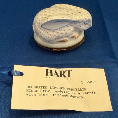 Limoges Porcelain Hinged Bunny Rabbit Trinket Pox