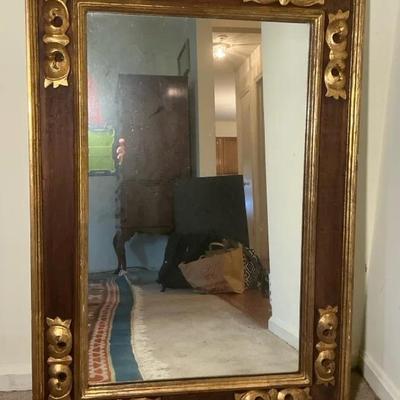 Antique Wood Gold Painted Applique Wall Mirror