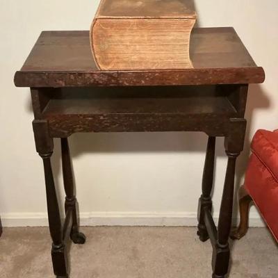 Antique Wooden Podium w/ Websters New International Dictionary 