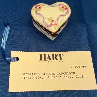 Limoges Porcelain Hinged Heart Shaped Trinket Box
