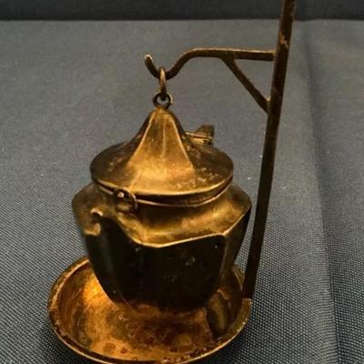 Sterling Silver Teapot Shaped Tea Ball w/ Stand