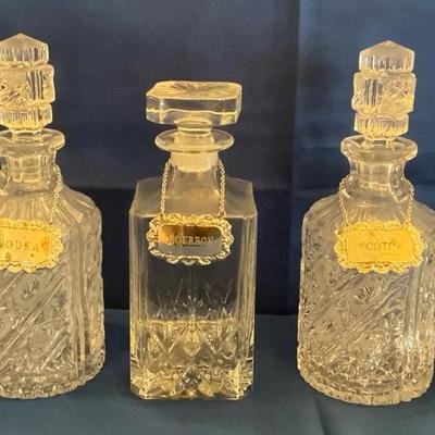 Cut Glass or Crystal Decanter Lot of 5