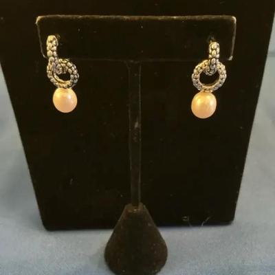 Honora Sterling Silver Huggie Hoop Pearl Drop Earrings 