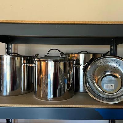 Stainless Steel Stock Pots & Colander, All New Or Like New