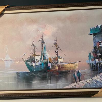 Original Large Nautical Oil Paining By Rossy 