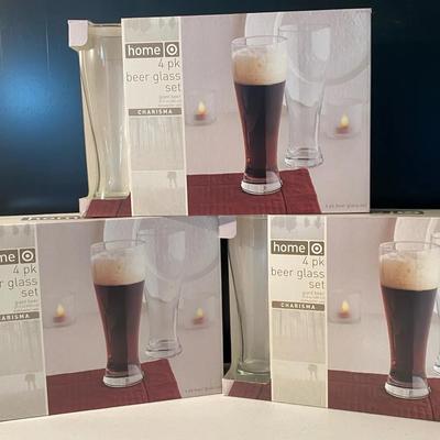 Three New In Box 4pk Beer Glass Set