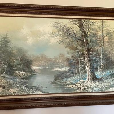 Original Large Oil Painting Of Snowy River 