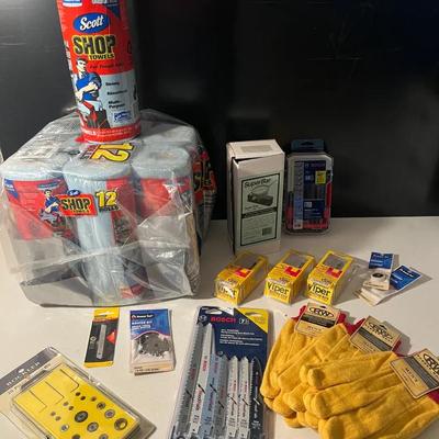 Router Bits, Shop Towels, Saw Blades, & Gloves