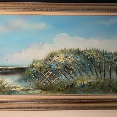 Original Large Oil Painting Of A Beach By Conden 