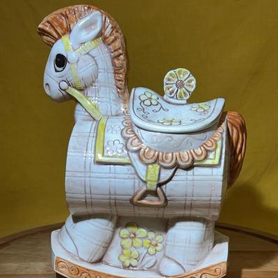 Vintage Treasure Craft ceramic hobby horse cookie jar