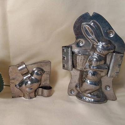 Vintage Metal Chocolate Molds – Bunny with Basket & Chick