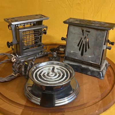 Vintage electric toasters and hot plate