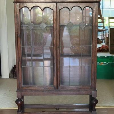 Antique Leaded Glass China Cabinet