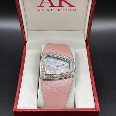 Vintage Anne Klein Fashion Watch Pink With Swarovski Crystals