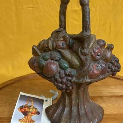 Antique Albany Foundry cast iron fruit basket doorstop
