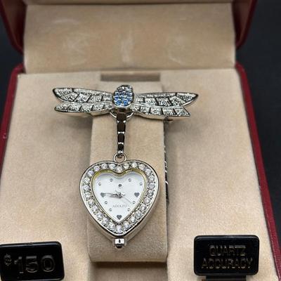  Vintage Adolfo Brooch Watch Dragonfly