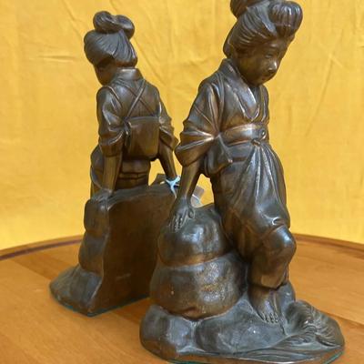 Pair of Antique Bronze Jennings Brothers Japanese bookends 