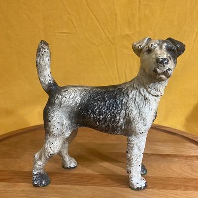 Vintage Hubley cast iron Wire Fox Terrier dog doorstop