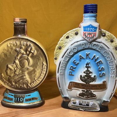 Jim Beam commemorative whiskey decanters from 1969 and 1970