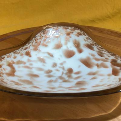 Vintage Italian Murano-style art glass bowl with copper spatter