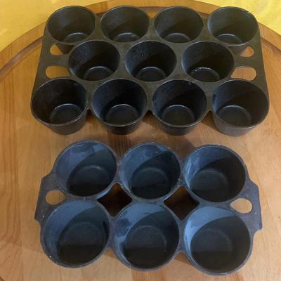 Vintage cast iron popover and muffin baking pans