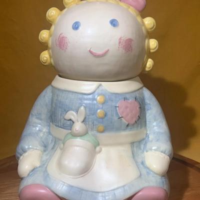 Vintage Treasure Craft "Sugar" rag doll ceramic cookie jar