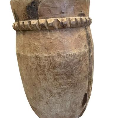 Antique Hand-Carved Wooden Umbrella Stand – Rustic Primitive Charm