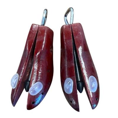 Pair of Vintage Cedar Shoe Stretchers with Metal Hardware