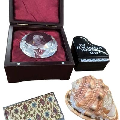 Faux Diamond Paperweight, Compact Mirror, Shell