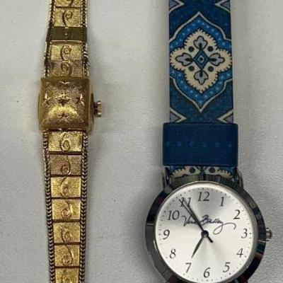 (2) Ladies Watches - Timex Gold Tone & Vera Bradley With Leather Band