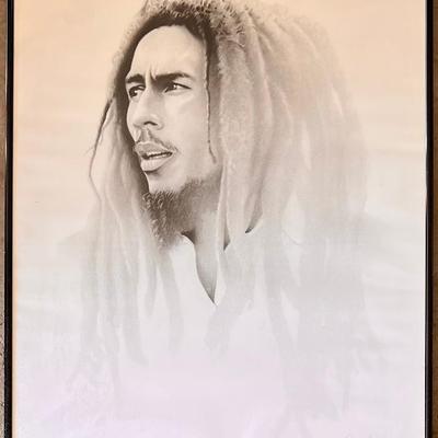 Gary Saderup 1988 Bob Marley Charcoal Print In Glass Front Frame