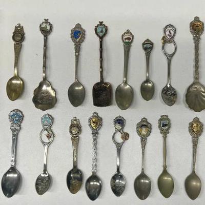 (27) Assorted Silver Tone And Copper Small Souvenir Spoons