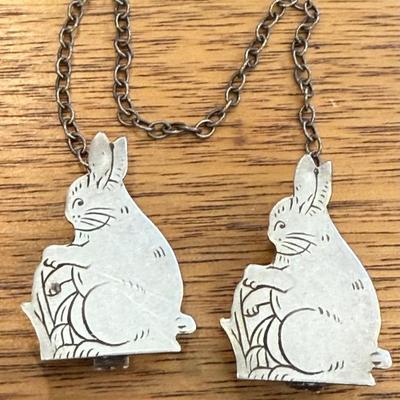 Antique Webster Sterling Silver Bunny Sweater Clip - 8.23 Grams Total
