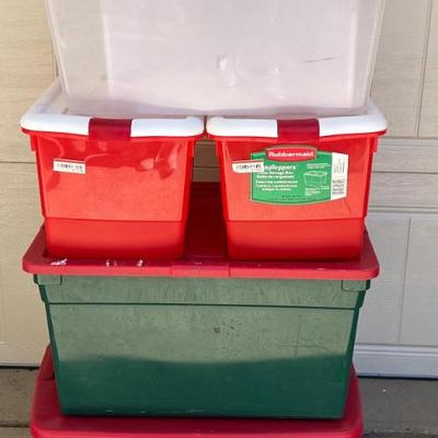 (6) Assorted Plastic Storage Totes With (5) Lids - Rubbermaid & Sterilite