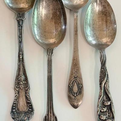 (4) Antique Sterling Silver Spoons - Total Weight 71.67 Grams