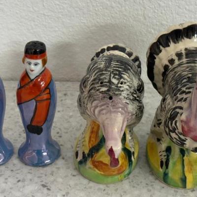(2) Pairs Of Vintage Japan Lusterware Figural And Turkey Salt And Pepper Shakers