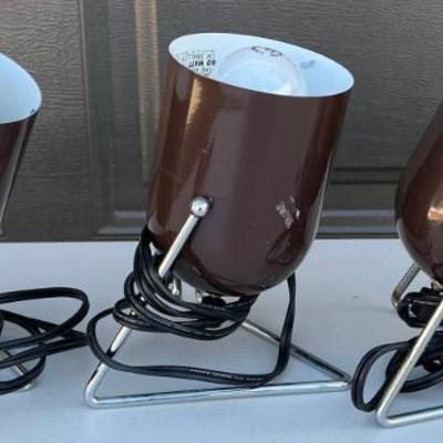 Set Of (3) MCM Adjustable Chrome Base Accent Lamps