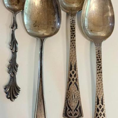 (4) Sterling Silver Antique Spoons - Total Weight 55.78 Grams