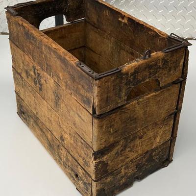 Antique Rustic Wooden Crate With Metal Corners